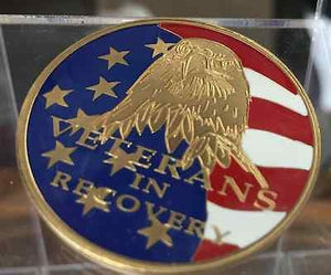 Veterans In Recovery Medallion Chip Coin AA NA Red White Blue Color - RecoveryChip