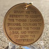 Women In Recovery Rose Serenity Prayer Key Tag Chain Chip Medallion AA Bronze - RecoveryChip
