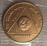 Alcoholics Anonymous 24 Hour Recovery Coin Chip Medallion Medal Token AA Hours - RecoveryChip