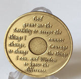 Plain Front No Number AA Alcoholics Anonymous Bronze Medallion Chip Serenity Prayer Coin - RecoveryChip