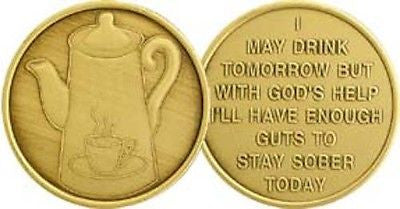 aa coffee cups Bronze AA Coffee Pot Cup Medallion Chip Sobriety Coin – RecoveryChip