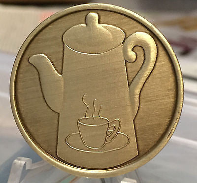 Bronze AA Coffee Pot Cup Medallion Alcoholics Anonymous Chip Sobriety Coin - RecoveryChip