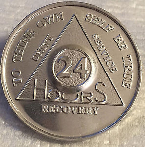 Bulk Lot Wholesale 50 Alcoholics Anonymous AA 24 Hours Desire Chip Medallion Aluminum Chips Bulk - RecoveryChip