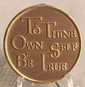 To Thine Own Self Be True Serenity Prayer Bronze Medallion AA  Al-Anon NA Chip - RecoveryChip