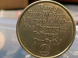 Alcoholics Anonymous Founders Carry The Message Rarely Fail Bronze Medallion AA - RecoveryChip