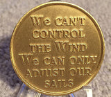 Sailboat Sailing Bronze Medallion Chip We Can't Control The Wind Adjust Sails - RecoveryChip