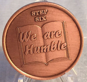Step 6 Copper Twelve Step Medallion AA NA Recovery 12 Steps Serenity Prayer Chip - RecoveryChip