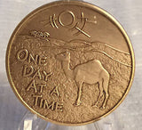 Camel Desert Scene ODAAT One Day At A Time Camel Poem Bronze Sobriety Medallion - RecoveryChip