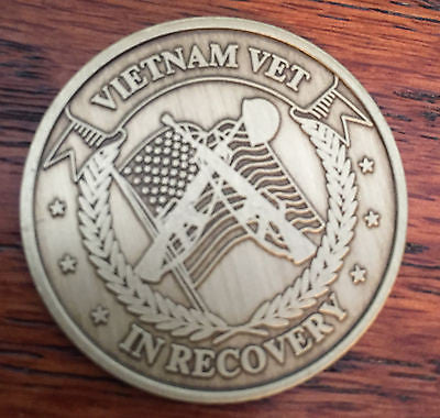 Vietnam Vets Serenity Prayer Bronze Recovery Medallion Coin Chip AA NA Vet - RecoveryChip
