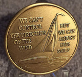 We Can't Control The Wind Adjust Our Sails Sailboat Bronze Medallion Chip Coin - RecoveryChip