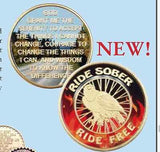 Ride Sober Ride Free Flames & Black Eagle Recovery Medallion Coin Chip Colored - RecoveryChip