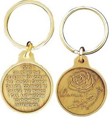 Women In Recovery Bronze Rose Serenity Prayer Key Chain Keychain Fob A ...