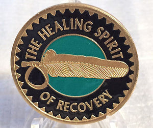 Healing Spirit of Recovery Medallion Chip Coin AA NA Great Spirit Prayer Color - RecoveryChip