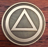 Circle Triangle Serenity Prayer Bronze Recovery Medallion Coin Chip AA NA - RecoveryChip