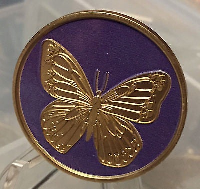 Purple & Bronze Butterfly Serenity Prayer Recovery Medallion Chip Coin AA NA - RecoveryChip