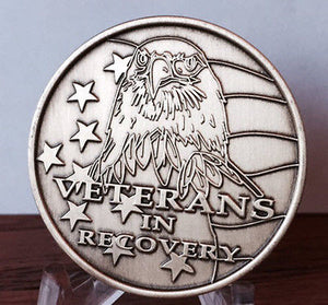 Veterans In Recovery Eagle American Flag Bronze Medallion Chip AA NA - RecoveryChip