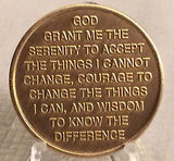 Praying Hands One Day At A Time Medallion Coin AA Chip Bronze Serenity Prayer - RecoveryChip