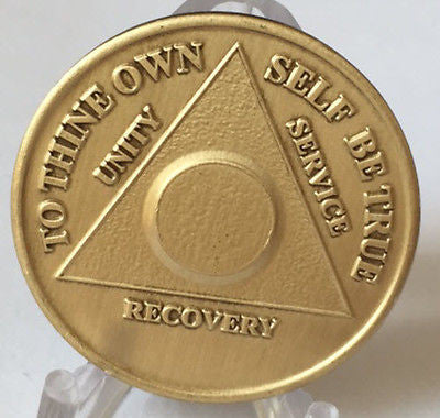 Plain Front No Number AA Alcoholics Anonymous Bronze Medallion Chip Serenity Prayer Coin - RecoveryChip