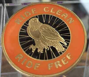 Ride Clean Ride Free Bronze Orange & Black Eagle Recovery Medallion Coin Chip - RecoveryChip