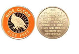 Ride Clean Ride Free Bronze Orange & Black Eagle Recovery Medallion Coin Chip - RecoveryChip
