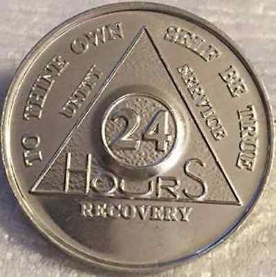 10 Aluminum AA Alcoholics Anonymous 24 Hours Medallion Desire Chip Coin 24hrs - RecoveryChip