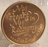Heart Recovery Medallion Chip Coin AA  Color Red Purple White One Day At A Time - RecoveryChip