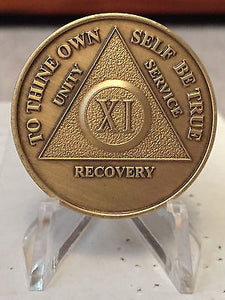 Bronze AA Medallions 1 2 3 4 5 6 7 8 9 10 Years Lot of 10 Alcoholics Anonymous - RecoveryChip