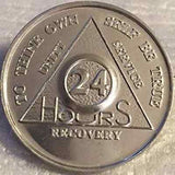 Aluminum AA Alcoholics Anonymous 24 Hours Medallion Desire Chip Coin 24hrs - RecoveryChip