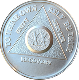 .999 Fine Silver Any Year 1 - 30 35 40 45 50 55 60 AA Alcoholics Anonymous Medallion - RecoveryChip