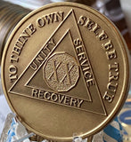 Engravable 20 Year AA Medallion Large Heavy Bronze – 1½” Challenge Coin Size Sobriety Chip