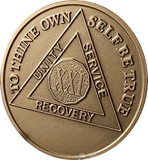 Engravable 21 Year AA Medallion Large Heavy Bronze – 1½” Challenge Coin Size Sobriety Chip
