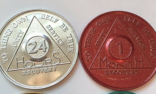 1 Month Sobriety Coin AA Medallion - Serenity Prayer Engraved - Motivational Recovery Gift For Women & Men