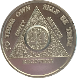 24 Hours .999 Fine Silver AA Alcoholics Anonymous Medallion - RecoveryChip