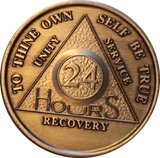 24 Hours AA Medallion Bronze Alcoholics Anonymous Sobriety Chip Coin - RecoveryChip