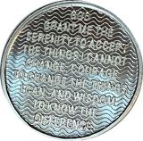 10 Year .999 Fine Silver Mirror Finish AA Medallion Recoverychip Reflex Sobriety Chip