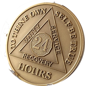24 Hours AA Medallion Engravable 1.5" Large Challenge Coin Premium Bronze 1 Day Sobriety Chip