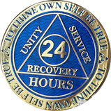 Paint Issue On Back AA Medallion Reflex Blue Gold Plated Sobriety Chip