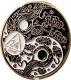 24 Hours AA Medallion Ying Yang Black and White Serenity Prayer 1 Day Medallion