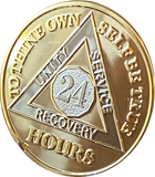 24 Hours AA Medallion 1.5" Large Challenge Coin Premium 22k Gold Plated Sobriety Chip