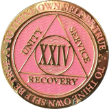 1 - 40 Year AA Medallion Reflex Pink Gold Plated Alcoholics Anonymous RecoveryChip Design - RecoveryChip