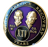 Founders AA Medallion Purple Bill & Bob Tri-Plate Sobriety Chip Year 1 - 50 - RecoveryChip