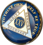 Midnight Blue AA Medallion Chip Tri-Plate Gold & Nickel Plated Year 1-15 Years BSP - RecoveryChip