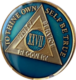 1 - 40 Year AA Medallion Midnight Blue Tri-Plate Sobriety Chip