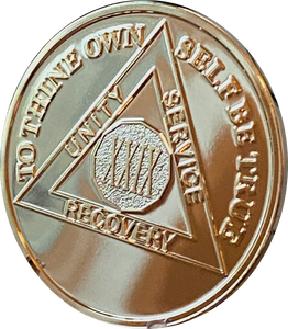 29 Year AA Medallion 1.5" Large Challenge Coin Premium 22k Gold Plated Sobriety Chip