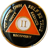 Black Orange Gold Tri-Plate AA Medallion 24 Hours 18 Month Year 1 - 40 Sobriety Chip - RecoveryChip