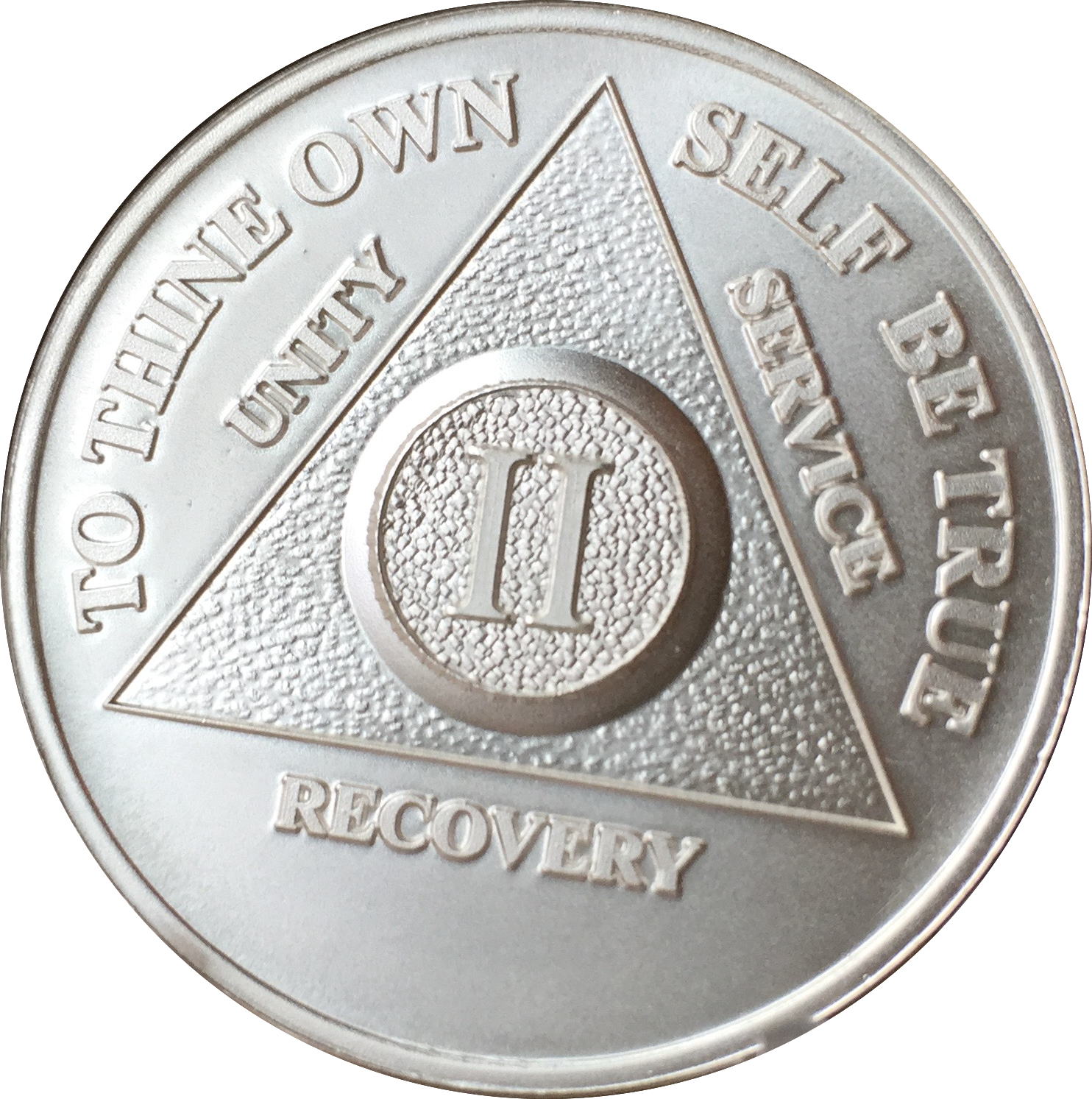 2 Year Alcoholics Anonymous Medallion White Silver Plated AA - Foto 3