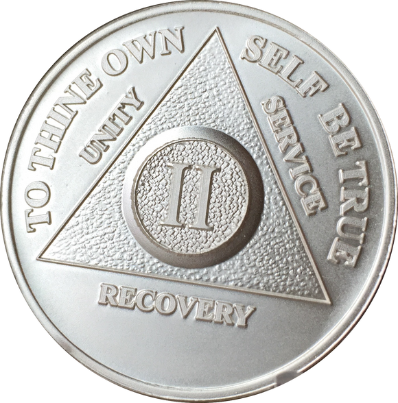 2 Year AA Medallion .999 Fine Silver Sobriety Chip