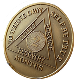 2 Month AA Medallion Large Heavy AA Bronze – 1½” Challenge Coin Size Sobriety Chip