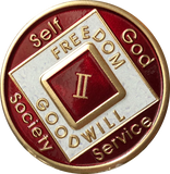 Offical NA Triplate Red & White Color Narcotics Anonymous Medallion 18 Month Year 1 - 50 - RecoveryChip