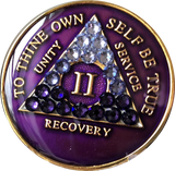 Crystal AA Medallion Transition Purple Tri-Plate Sobriety Chip Year 1 - 45 - RecoveryChip